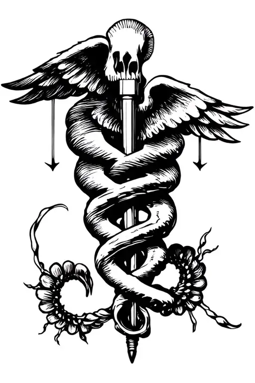 rod of Asclepius dentist  tattoo design idea