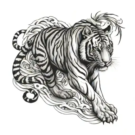 sak yant Tiger full body tattoo design idea