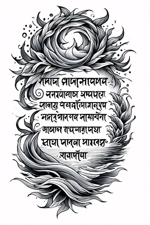 coastal sanskrit shloka with artwork tattoo design idea