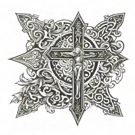 Russian church cross Mary jesus christ tattoo design idea