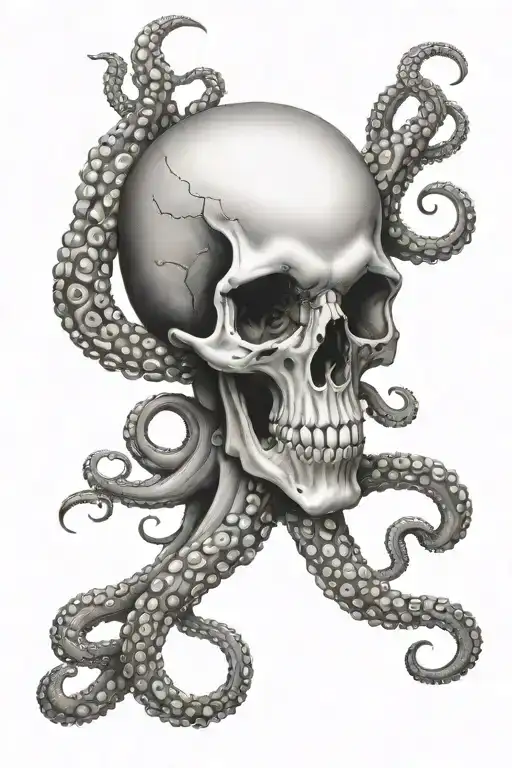 octopus skull and tentacles tattoo design idea