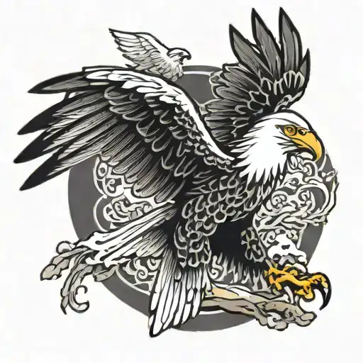 eagle with big wings tattoo design idea