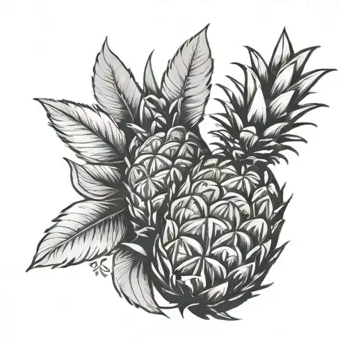 A black and grey tattoo of a pineapple wearing a Cleveland Guardians jersey tattoo design idea