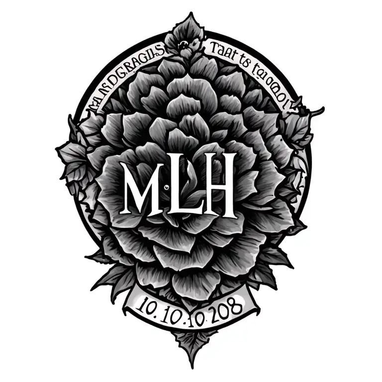 Initials MLH with birthdate 10-10-2008 tattoo design idea