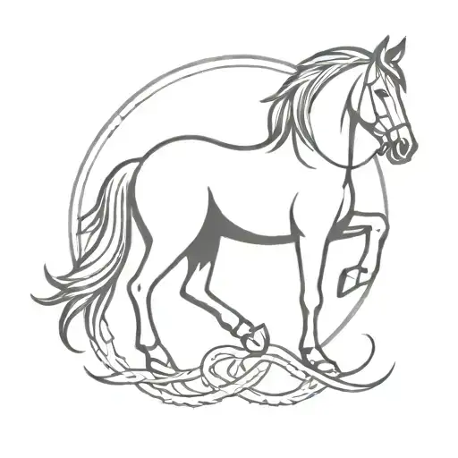 horse and horseshoe reins tattoo design idea
