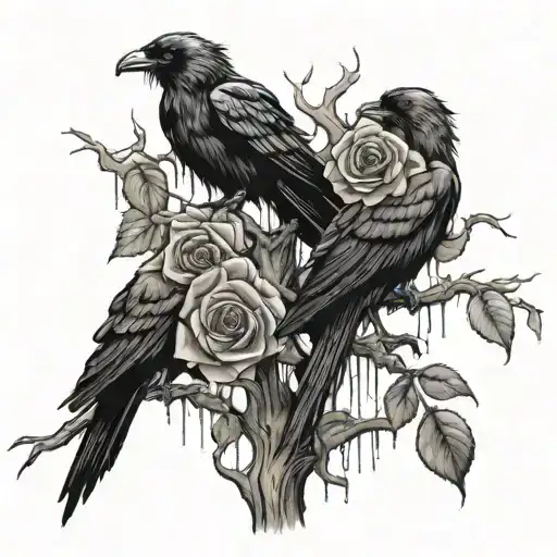 poison tree with wilted rose decaying some ravens being nearby i dont want it coloured tattoo design idea
