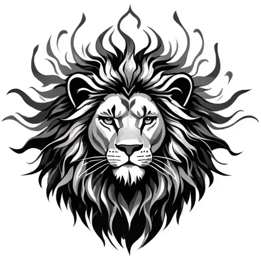 lion female warrior sun god tattoo design idea