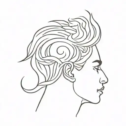 burning head tattoo design idea
