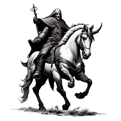 viking reaper on a pale horse tattoo design idea