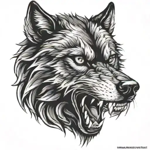 angry black wolf on half chest tattoo tattoo design idea