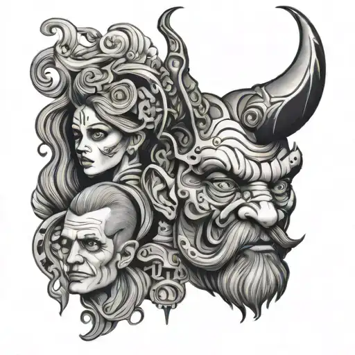 Genius and psychopath tattoo design idea