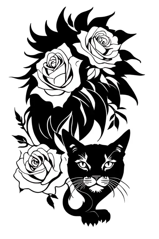 Lion, 3 roses, Aurora borialis, black cat, hawk, Italian, Nj  tattoo design idea