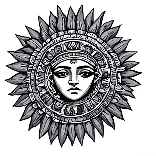 Aztec sun tattoo design idea