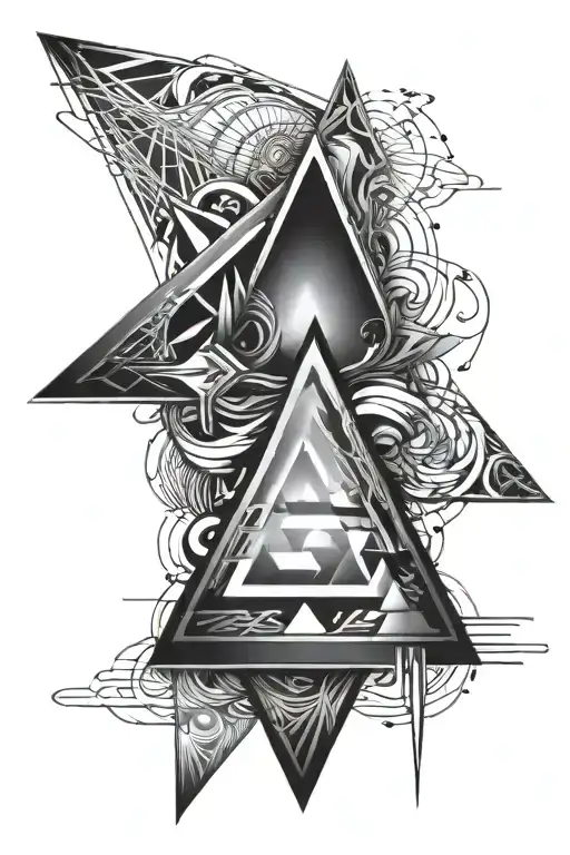Negative Space black out tattoo sleeve with triangle shapes intentionally left blank tattoo design idea