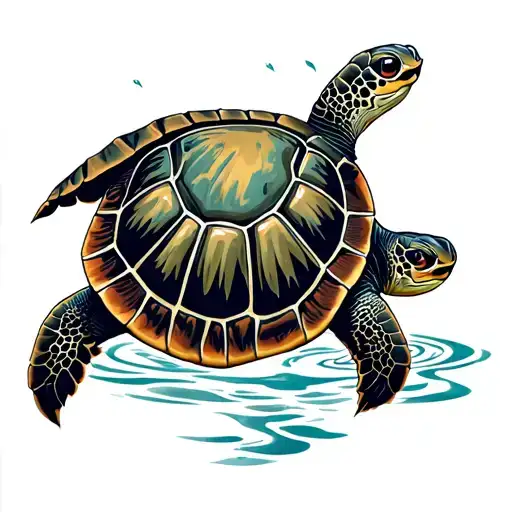 turtle swimming gracefully tattoo design idea