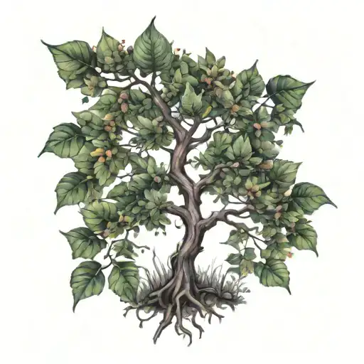 flamboyant tree with leaves tattoo design idea