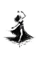 Create a sketch of a tattoo in which death and life in the dance will be depicted, the beginning of a new path that personifies freezing tattoo design idea