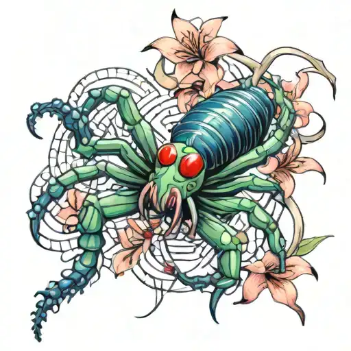 Tokyo Ghoul centipede and spider lily tattoo design idea