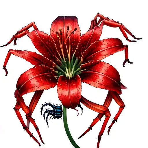 3-4 red spider lily's with a centipede rapped around them and make it look like from Tokyo ghoul tattoo design idea