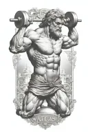 Atlas greek god lifting weights representing the different tattoo design idea