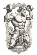 Atlas greek god lifting weights representing the different tattoo design idea