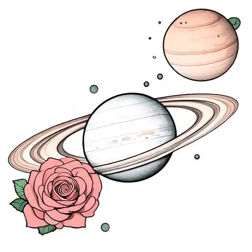 3 planets made of roses tattoo design idea