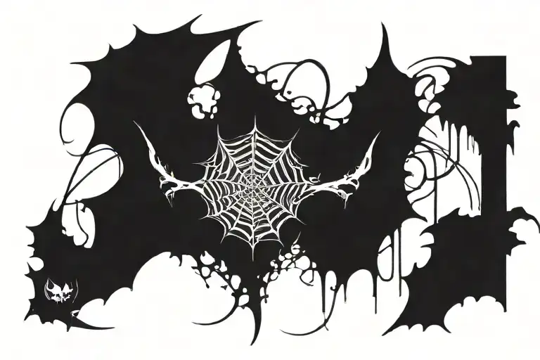 cobwebs and bats evil tattoo design idea