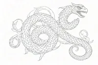 Falcon diving snake tattoo design idea