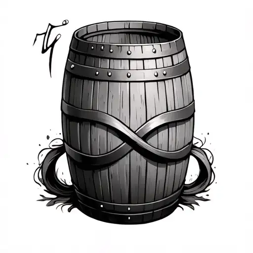 whiskey barrel intertwined infinity symbols tattoo design idea