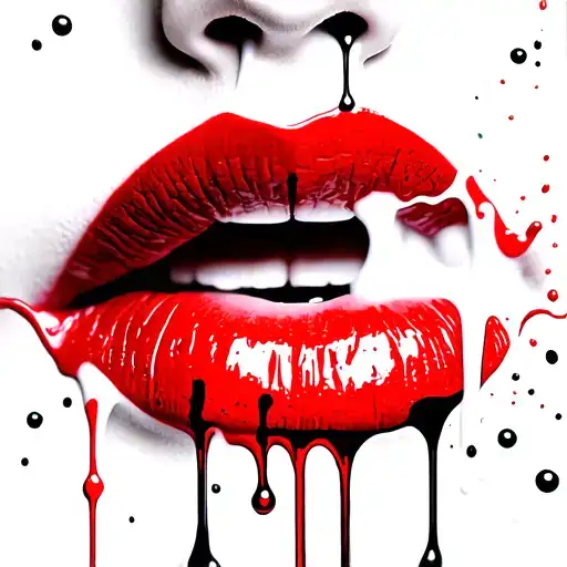 lips dripping with milk tattoo design idea
