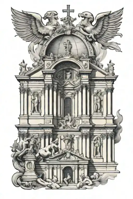 Catholic Church rome tattoo design idea