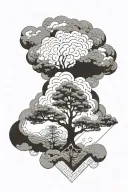 cloud, tree growing, thinker, strenght tattoo design idea