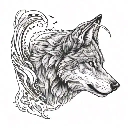 Create a tattoo representing the strength and individuality of a lone wolf in a unique way with Christian belief  tattoo design idea