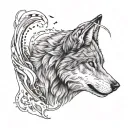 Create a tattoo representing the strength and individuality of a lone wolf in a unique way with Christian belief  tattoo design idea
