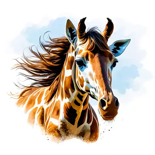 Giraffe in the wild stallion running tattoo design idea