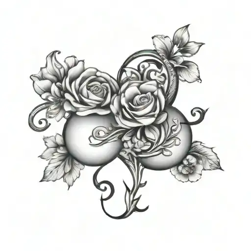 double venus symbol with dainty flowers tattoo design idea