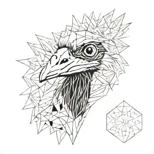 geometric emu head tattoo design idea