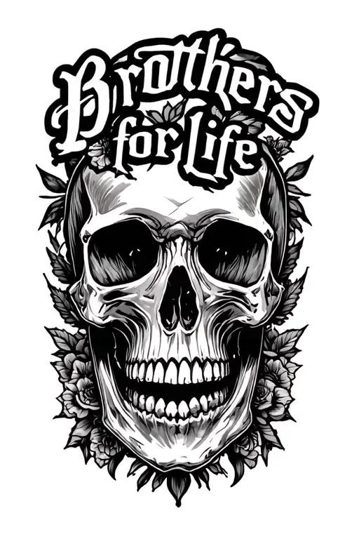 "Brothers for life" skull tattoo design idea