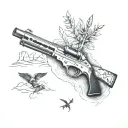 2nd amendment hunting scene tattoo design idea