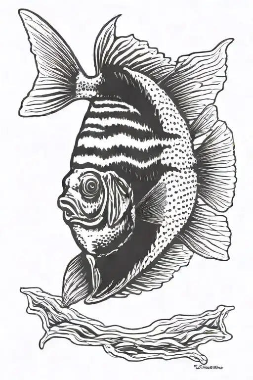 flounder fish tattoo design idea