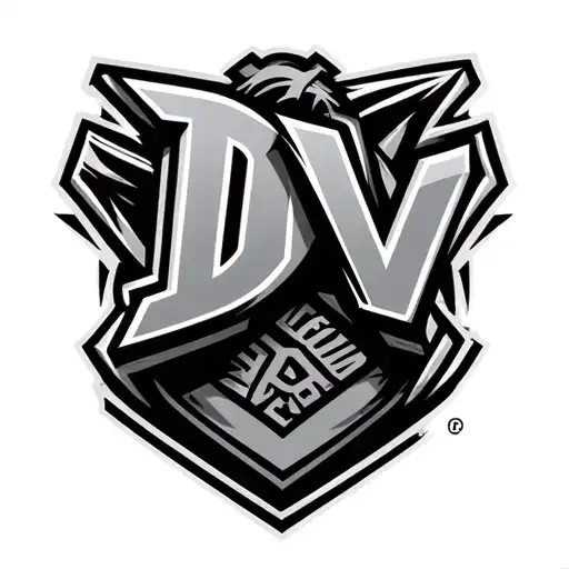 Bold interlocking sports team letters DV tattoo design idea