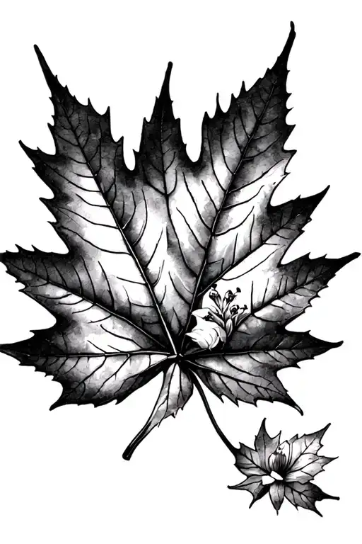 floral maple leaf tattoo design idea