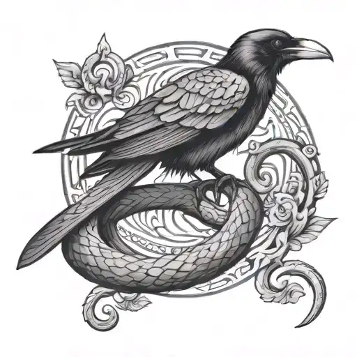 raven snake yoga tattoo design idea