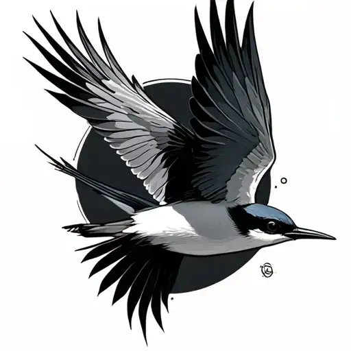 scissor tail flycatcher flying towards tattoo design idea