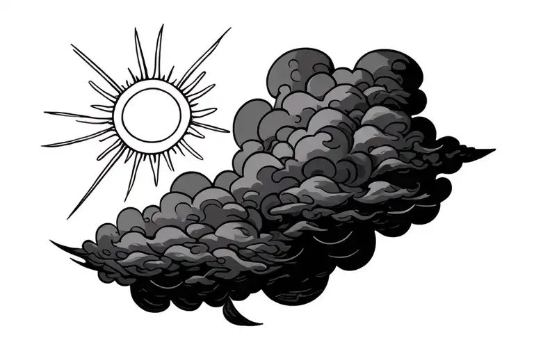 clouds and a couple rays of sunshine, without the sun.  tattoo design idea