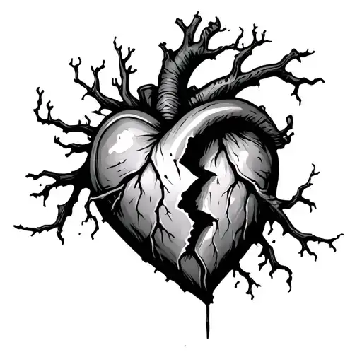 Broken Heart with Roots tattoo design idea