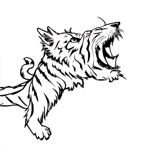 westie howling at a tiger tattoo design idea