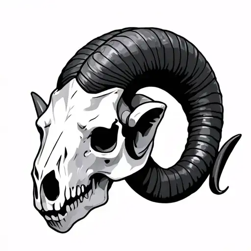 biomedical aries ram skull tattoo design idea