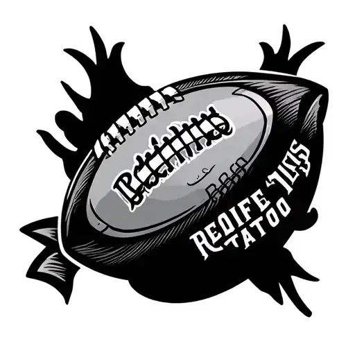 Rugby ball outline, Leeds rhinos badge and Redcliffe dolphins badge inside the rugby ball  tattoo design idea