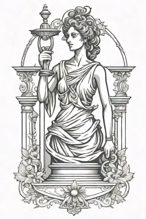 Themis tattoo in engraving style tattoo tattoo design idea